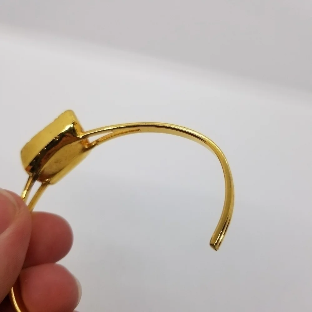 gold tone gray druzy cuff bracelet